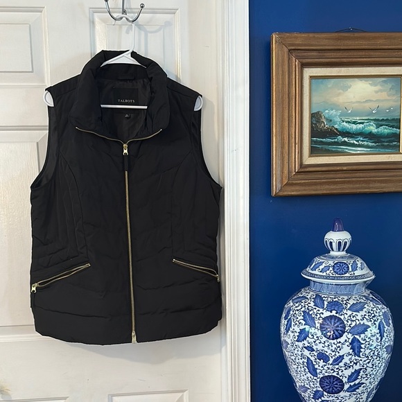 Women’s TALBOTS Black Quilted Polyester Down Filled Puffer Vest Size XL - Picture 1 of 8